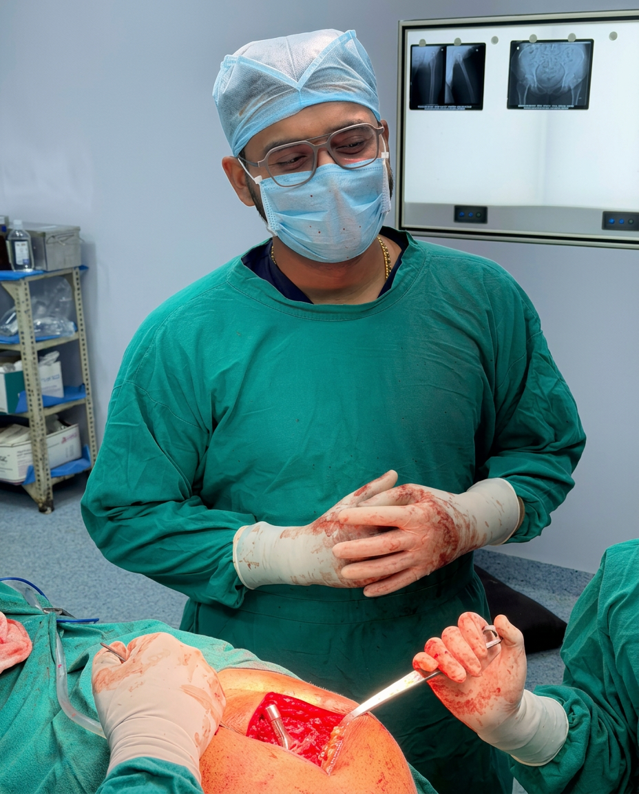 Dr. Naman Parakh in the operating theatre